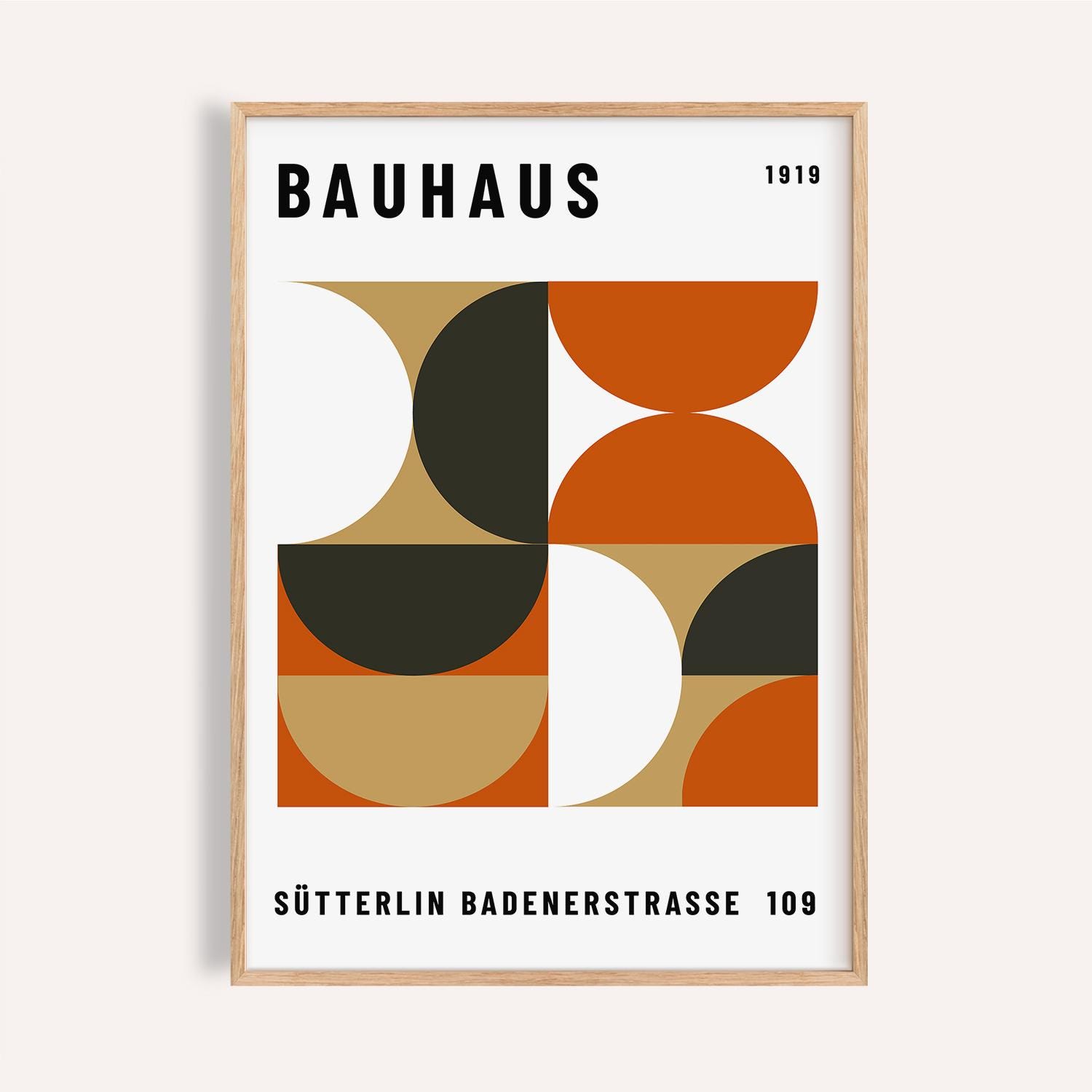 Bauhaus Poster: Geometric Earth Tones Print, Modern Minimalist Art