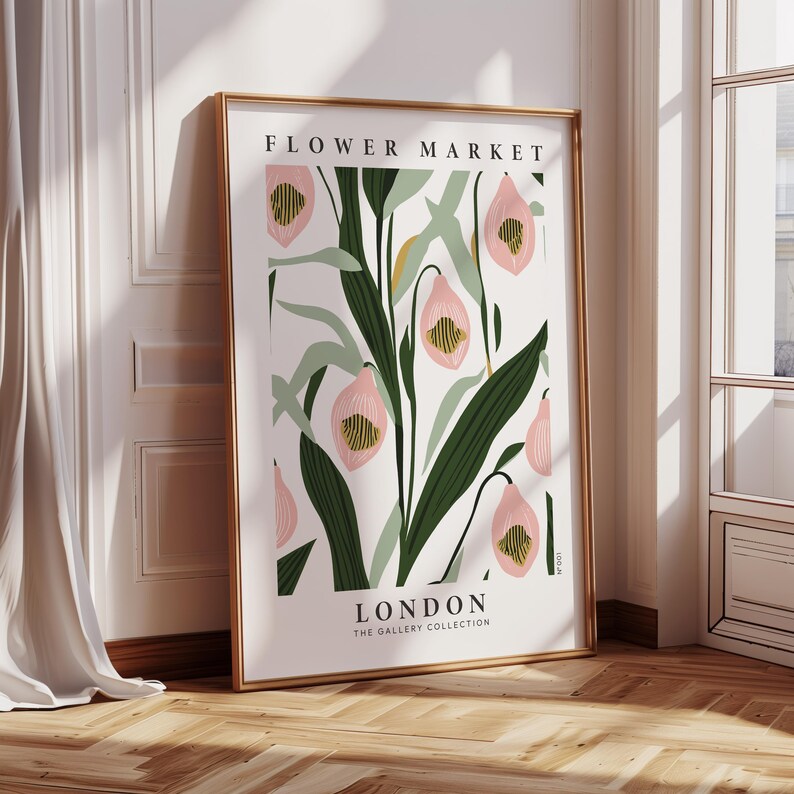 Poster of Vintage Flower Prints of London Flower Market Print Floral