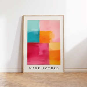 Arte de parede abstrata colorida moderna | Pôster inspirado em Mark Rothko | Impressão de bloco de cores contemporânea para sala de estar, quarto, escritório