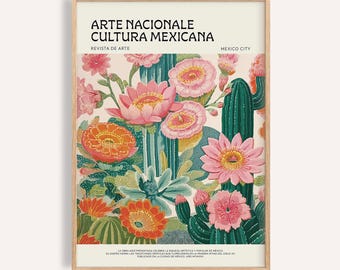 Vintage Mexican Cactus Art Print: Boho Botanical Wall Decor