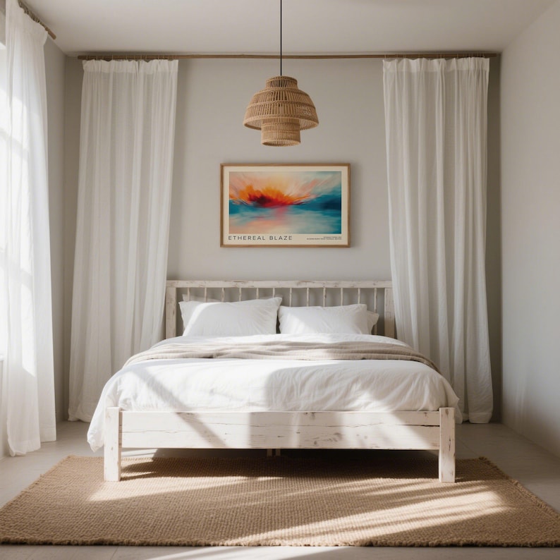 Coastal-inspired sunrise print with dynamic colours.