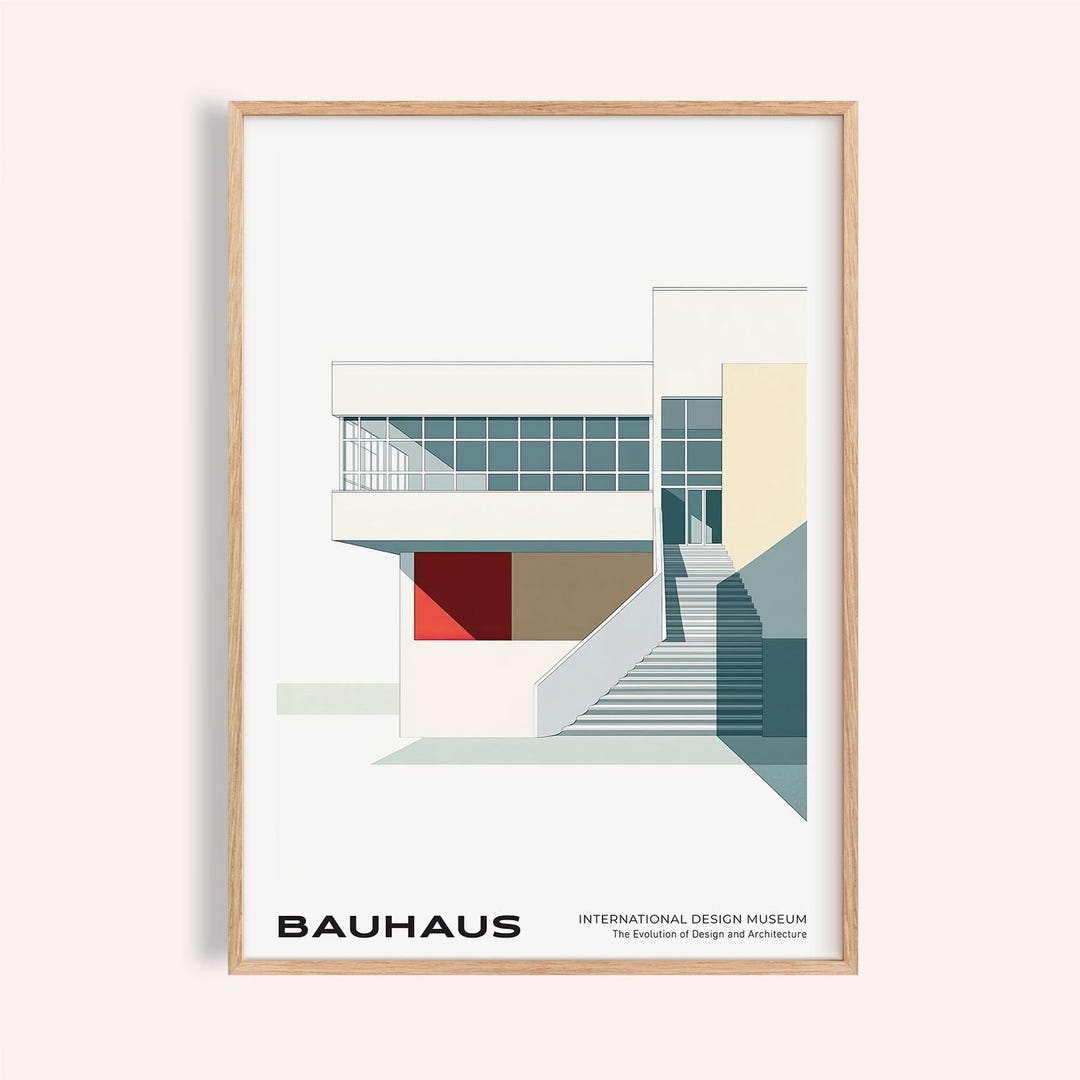 Bauhaus Architecture Print: Mid-century Modern Geometric Wall Art