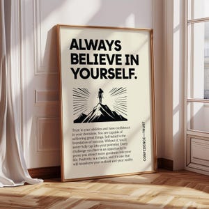 Motivational Poster Wall Art for Office Decor Positive Affirmations & Inspirational Quote Office Poster Wall Art for Girls
