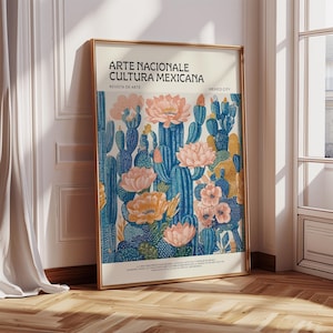 Cactus Flower Art Print: Mexican Boho Decor, Desert Botanical Poster