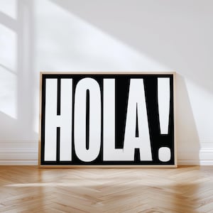 HOLA Typography Wall Art Spanish Hello Poster Modern Entryway Home Office Decor Minimalist Bedroom Print