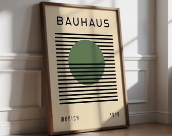 Sage Green Modern Wall Art Living Room Contemporary Art Bauhaus Print Trendy Wall Art for Neutral Home Decor Modern Poster for Office Poster