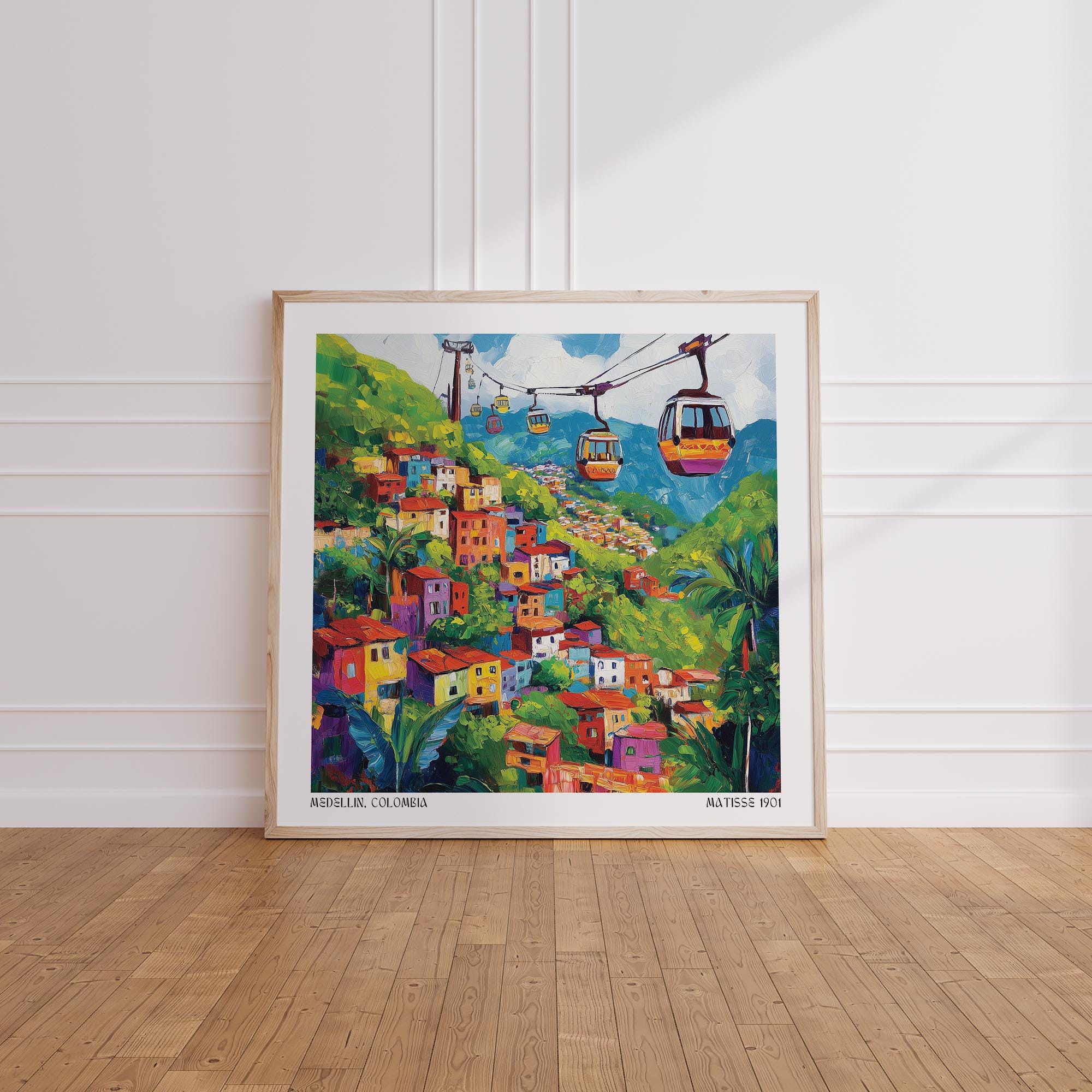 Medellín Colombia Art Print: Cable Cars & Colorful Hillside - Etsy