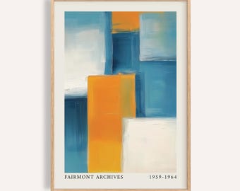 Geometric Color Field Print: Mid-Century Modern Abstract Wall Art