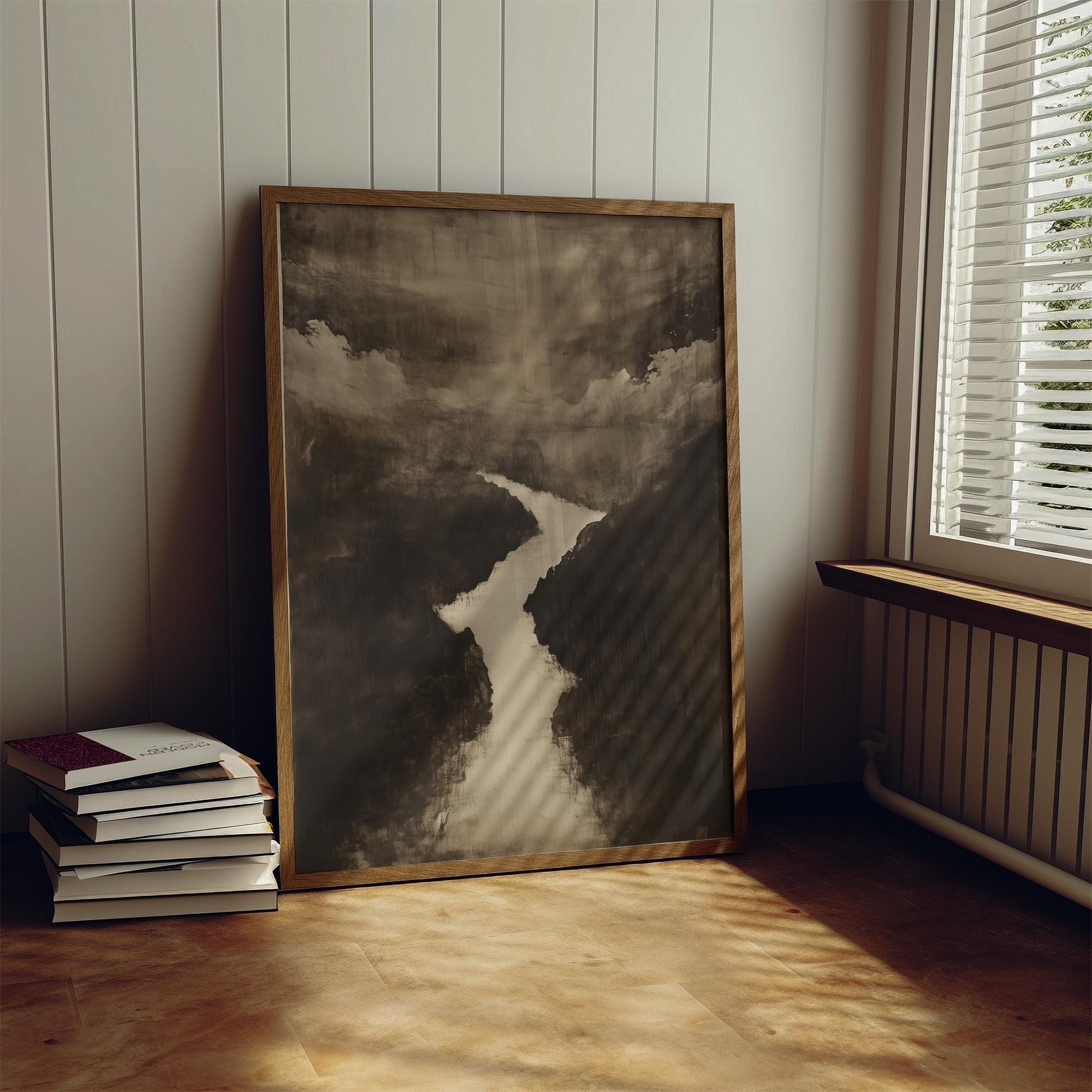 墨絵川の風景画：日本の水墨画 - Etsy 日本