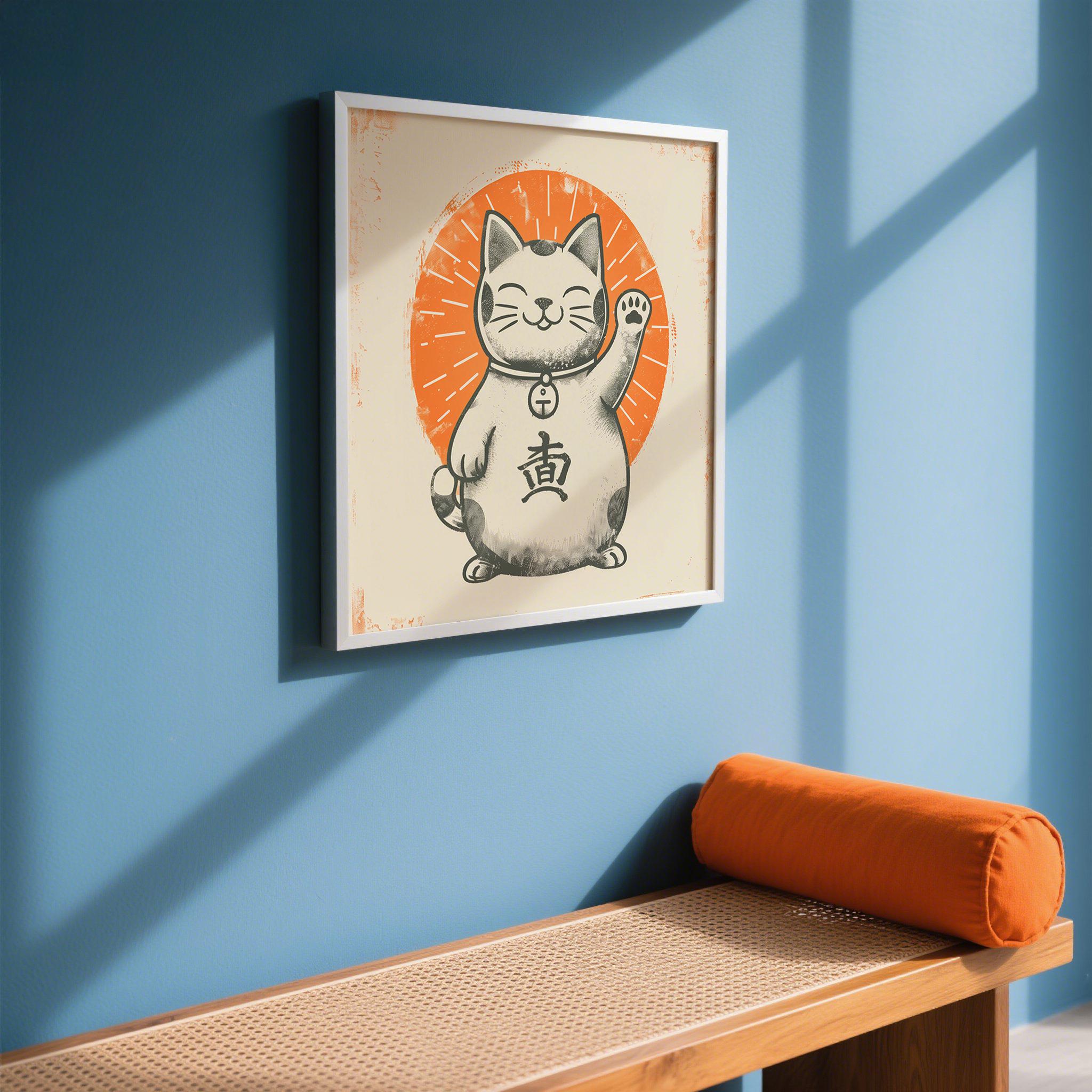 Maneki Neko Lucky Cat Print: Vintage Japanese Fortune Art - Etsy