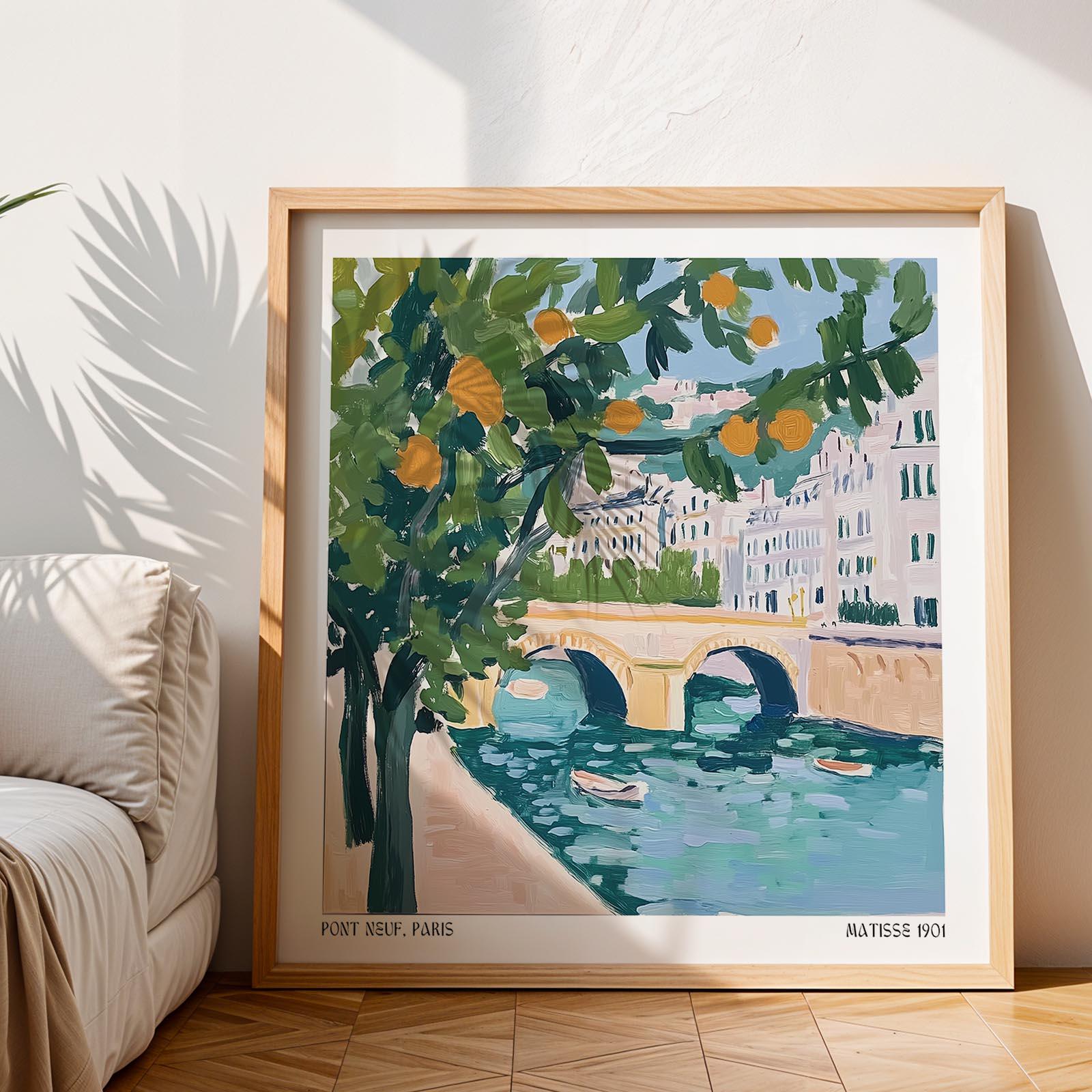 パリの版画: ポンヌフ橋、セーヌ川、マティス風の街並み - Etsy 日本