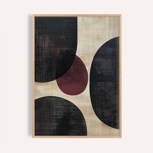 Wabi Sabi Abstract Art Print: Beige, Black & Red Geometric Wall Decor