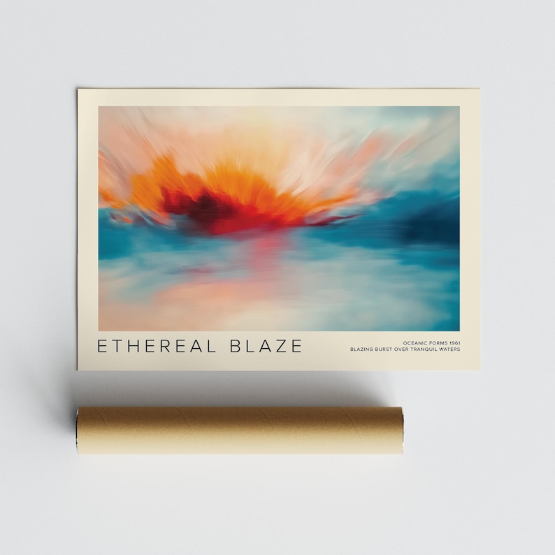 Rothko-inspired coastal sunrise art print with vivid tones.