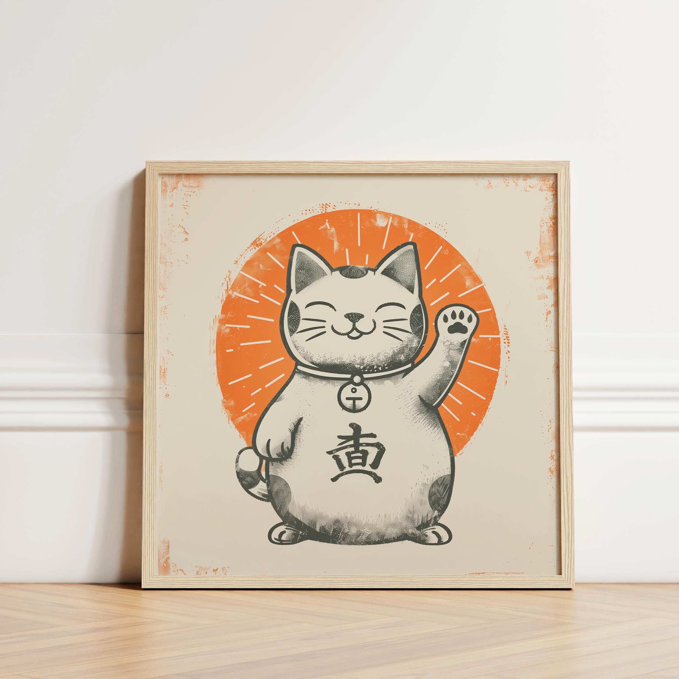 Maneki Neko Lucky Cat Print: Vintage Japanese Fortune Art - Etsy