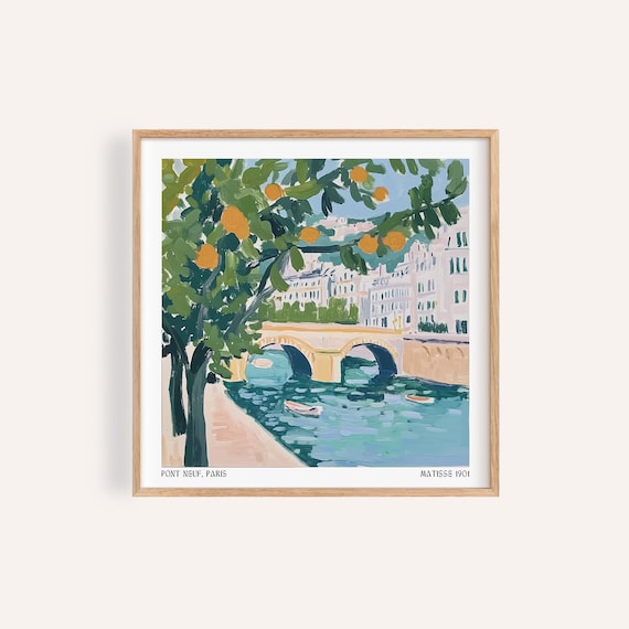 パリの版画: ポンヌフ橋、セーヌ川、マティス風の街並み - Etsy 日本