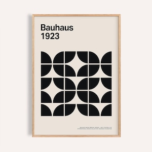 Bauhaus Geometric Art Print: Black & Cream Abstract Poster