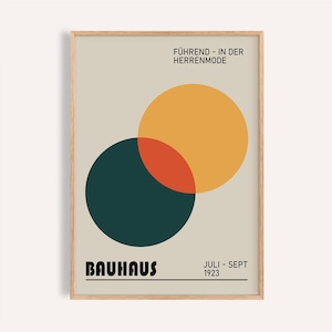 Bauhaus Overlapping Circles Print: Retro Geometric Wall Art