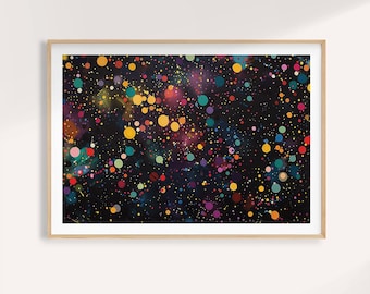 Colorful Abstract Art Print: Modern Cosmic Polka Dot Design