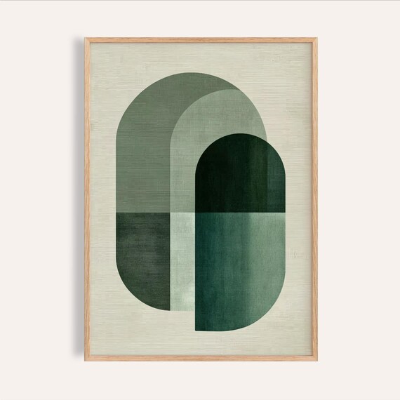 Modern Green Poster: Minimalist Abstract Art - Calming Wall Decor