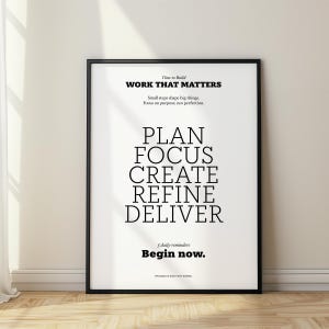 Motywujący cytat plakat Praca, która ma znaczenie Inspirująca sztuka ścienna do biura Minimalistyczny motywujący wydruk Przypomnienie o produktywności Wystrój domu