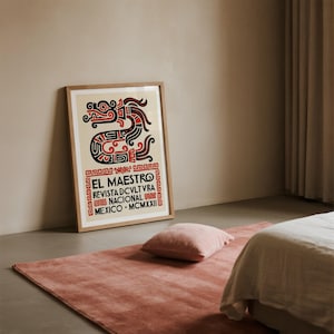 Mexican Cultural Art Print poster featuring MEXICO MCMXXII text and serpent motif