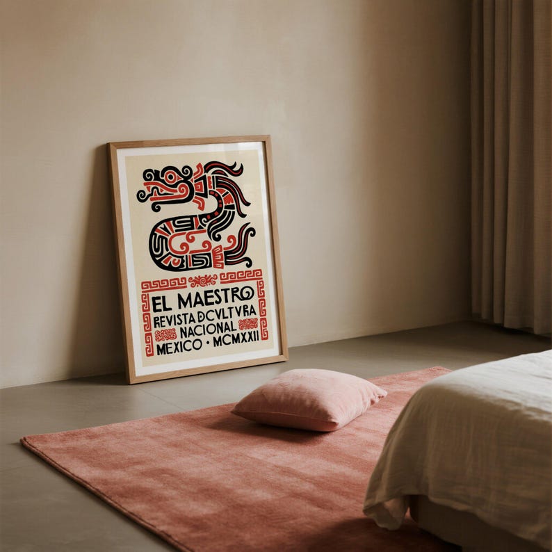 Mexican Cultural Art Print poster featuring MEXICO MCMXXII text and serpent motif