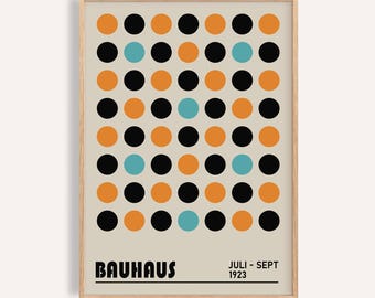 Impresión con patrón de puntos Bauhaus: Arte mural geométrico abstracto