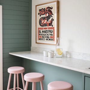 Mexican Cultural Art Print with bold serpent illustration and EL MAESTRO typography