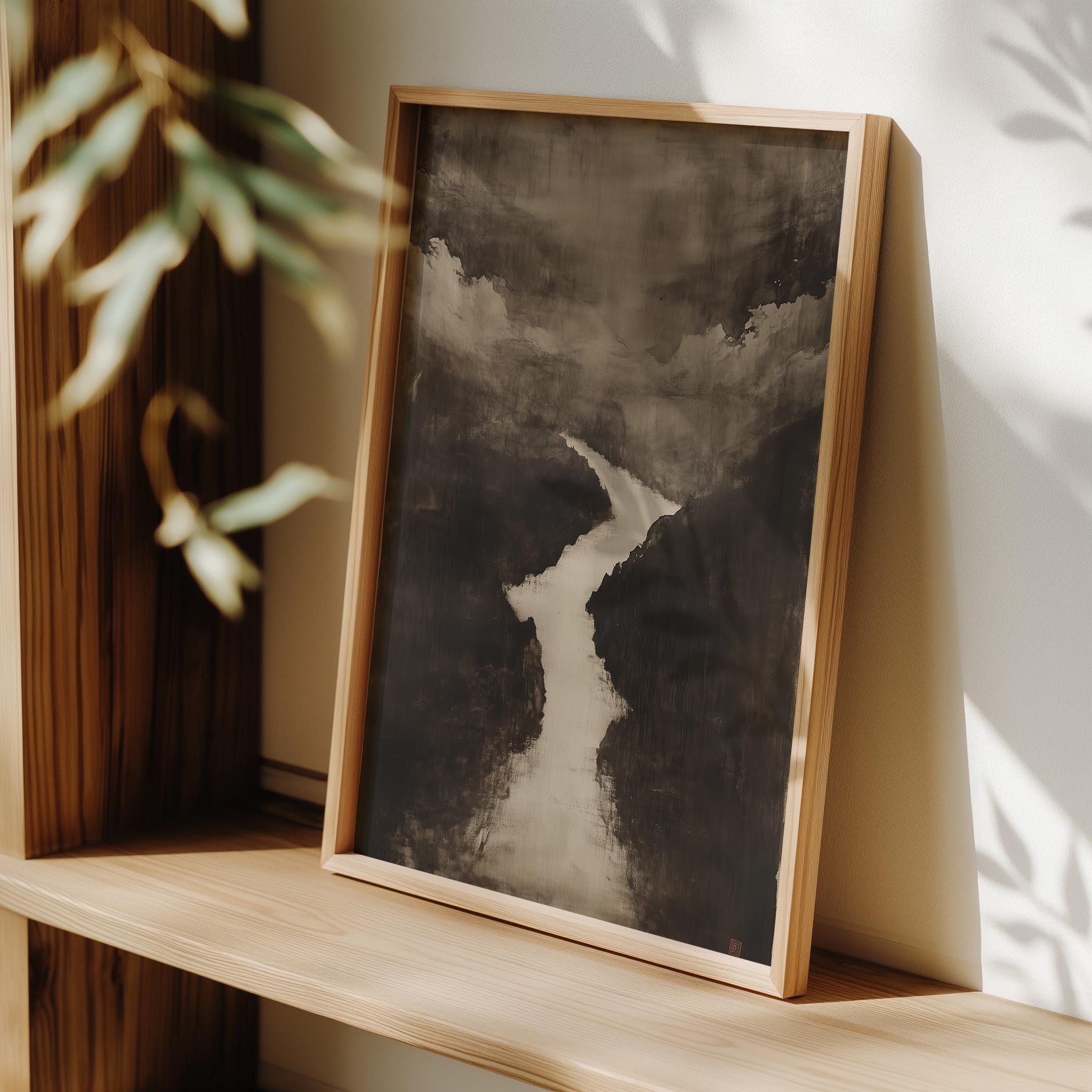 墨絵川の風景画：日本の水墨画 - Etsy 日本