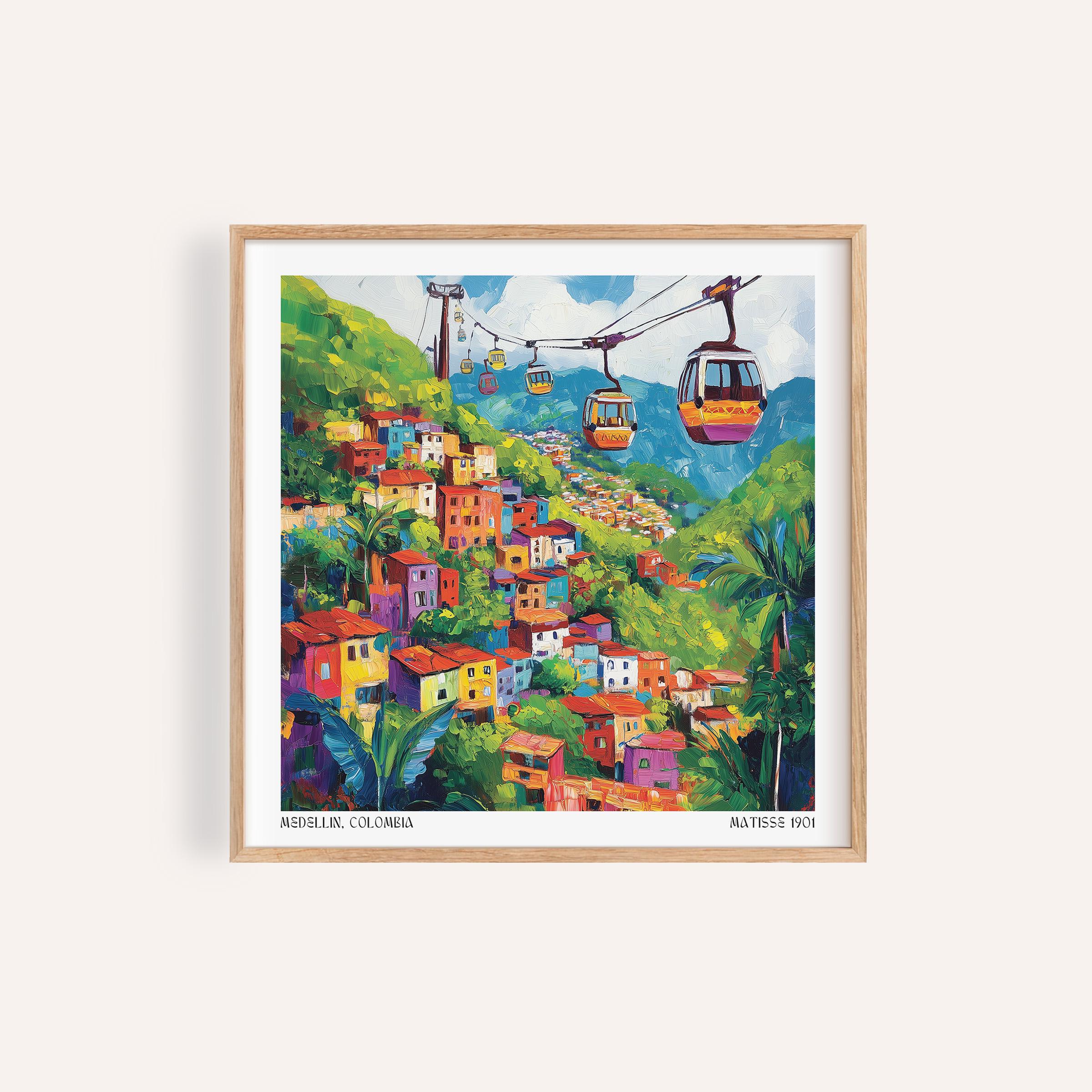 Medellín Colombia Art Print: Cable Cars & Colorful Hillside - Etsy
