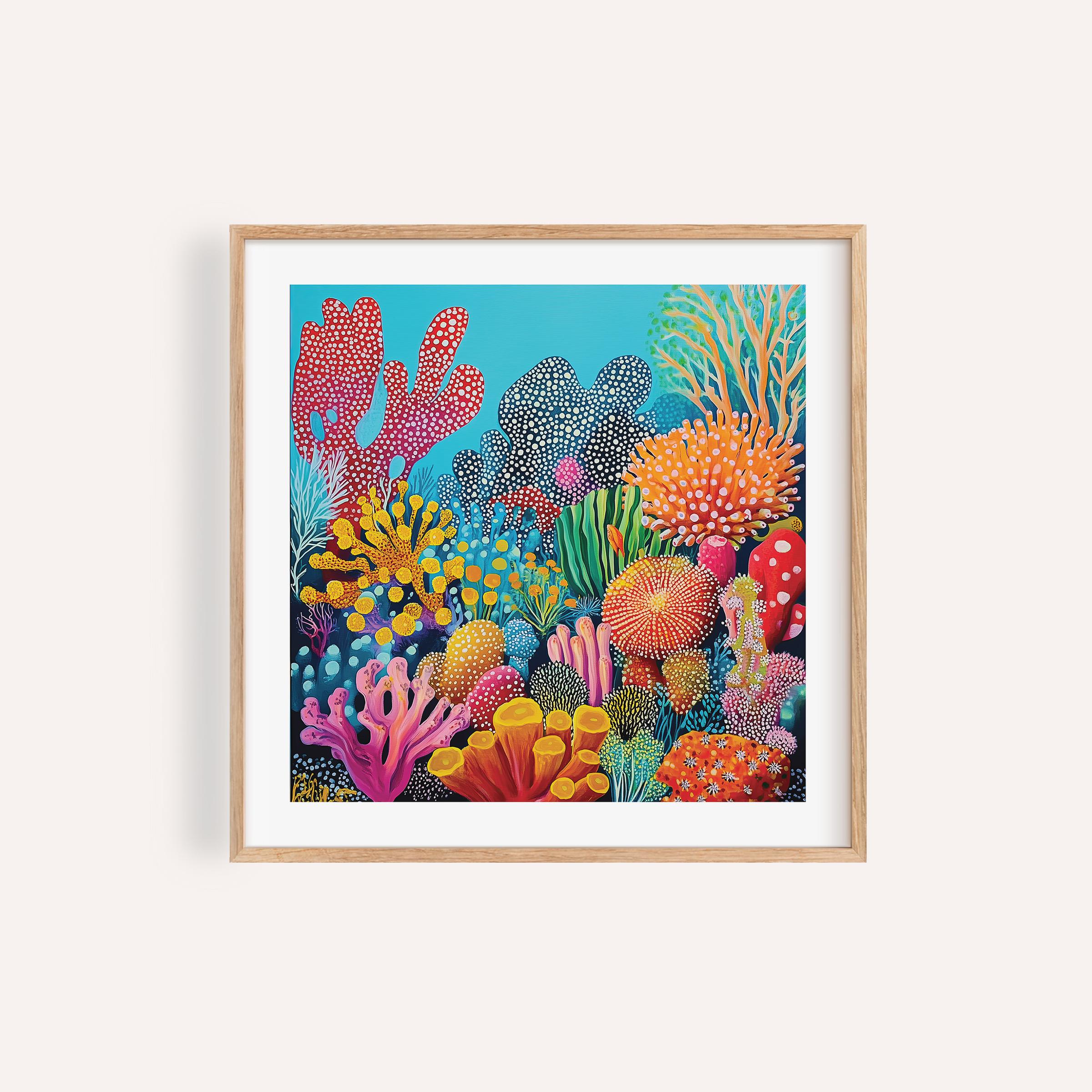 Abstract Coral Reef Print: Japanese Ocean Art, Modern Coastal Home