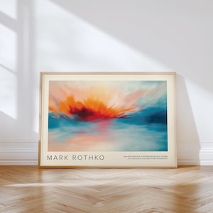 Abstrakter Sonnenaufgang Wandkunst für Wohnzimmer | Mark Rothko-inspiriertes modernes Plakat | Farbenfroher, vom Meer inspirierter Kunstdruck für Ihr Zuhause oder Ihr Büro