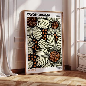 Yayoi Kusama Floral Wall Art Modern Japanese Poster, Living Room Flower Print, Japandi Gift for Home Decor or Art Lovers