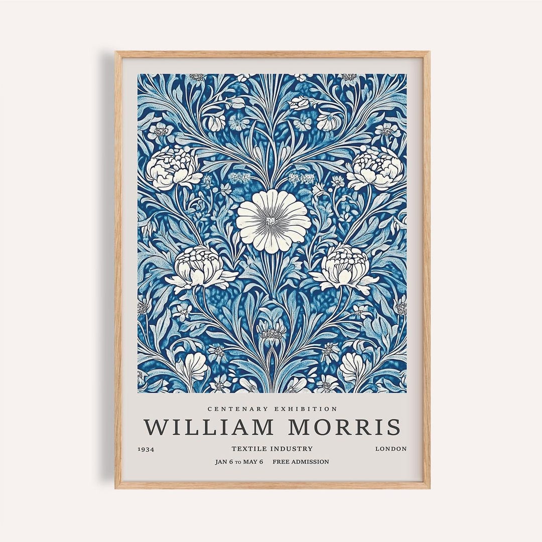 William Morris Floral Print: Blue Botanical Antique Wall Art - Etsy