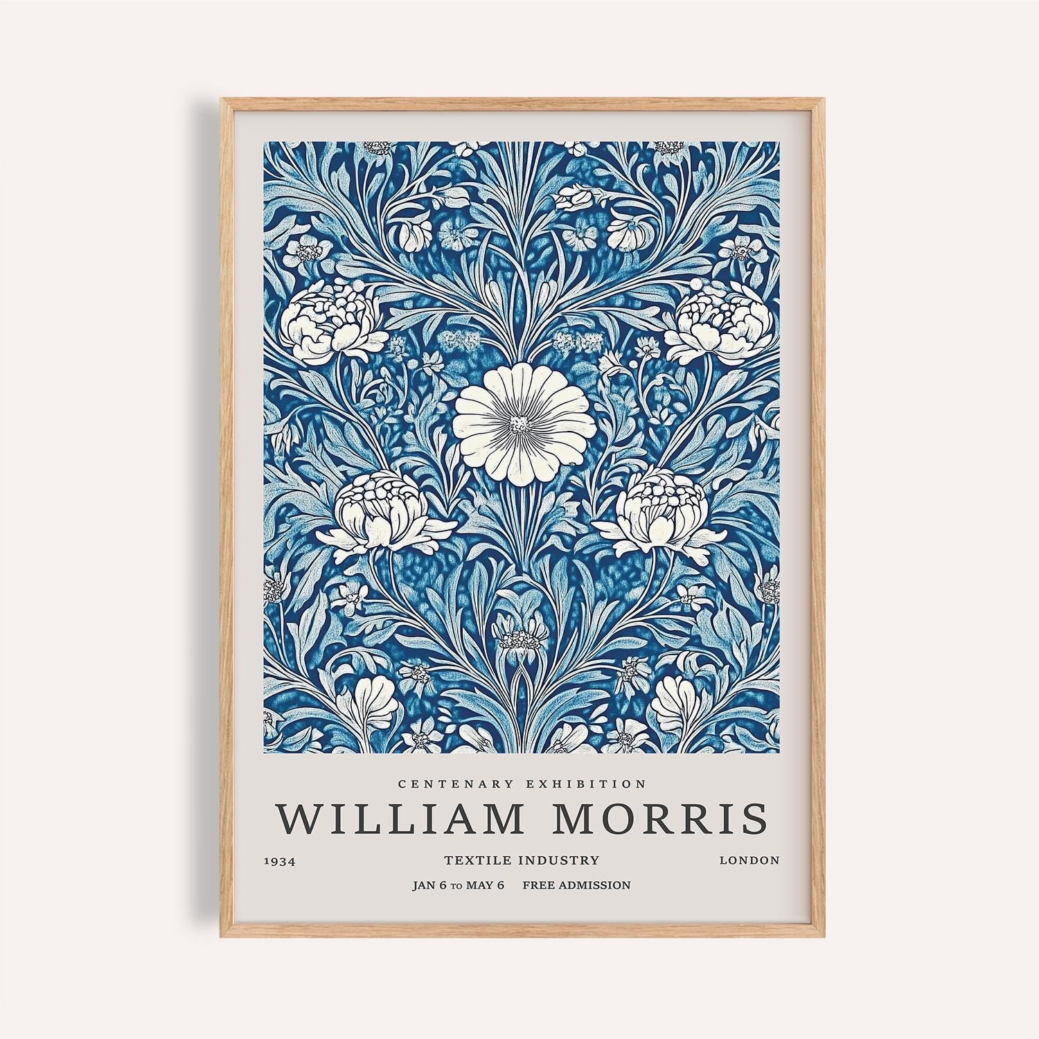 ANHUIB William Morris – Set 6 Stampe Botaniche Su Tela 20x25 Cm, Vintage Con Uccellini, Decorazione Floreale Blu - 3