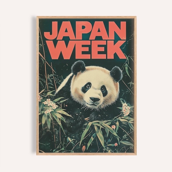 パンダのアートプリント：日本の木版画スタイル、アジアのアートワーク