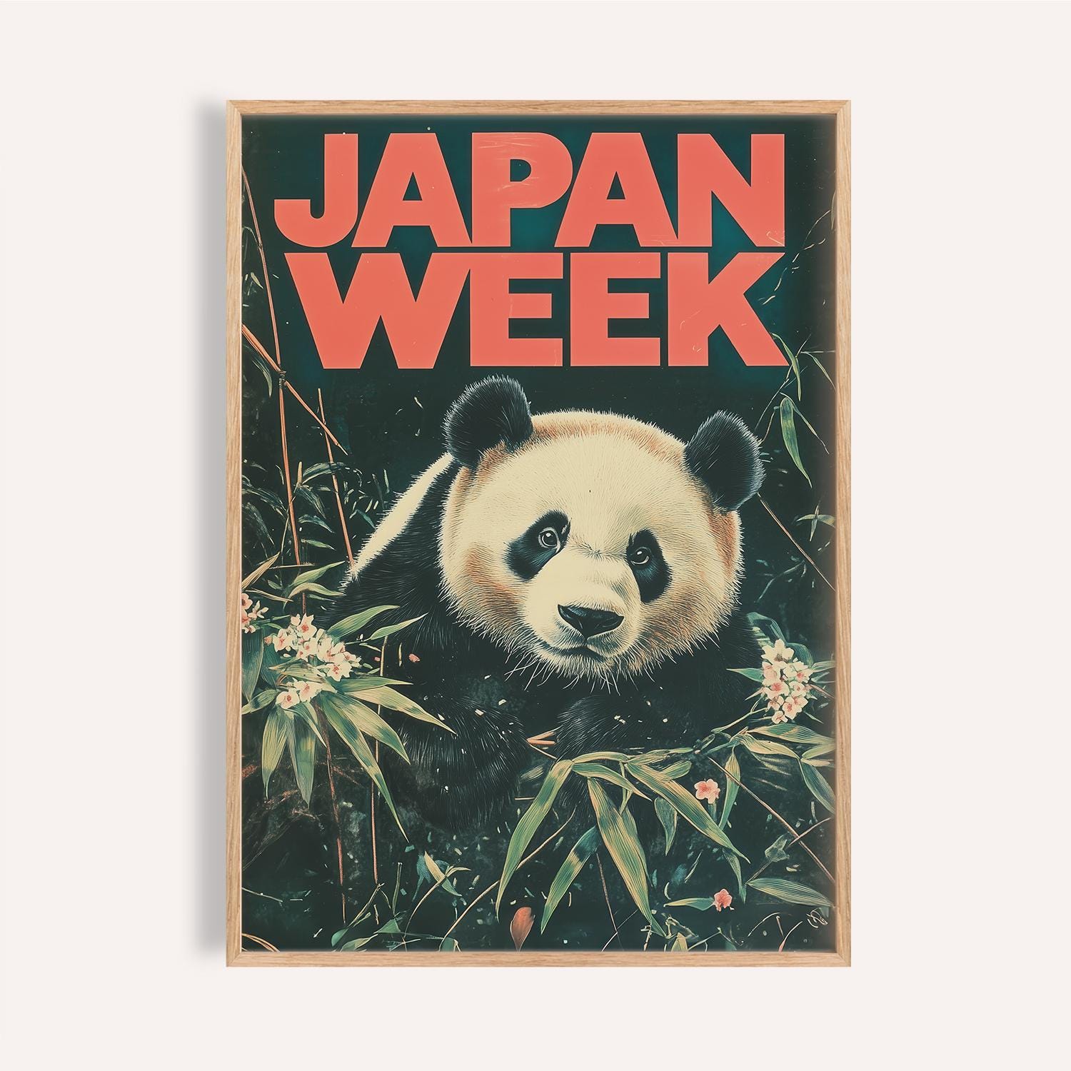 パンダのアートプリント：日本の木版画スタイル、アジアのアートワーク