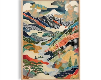 Mount Fuji Art Print: Modern Japanese Landscape Poster