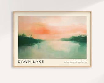 Abstract Landscape Print: Pastel Pink & Green Rothko Style