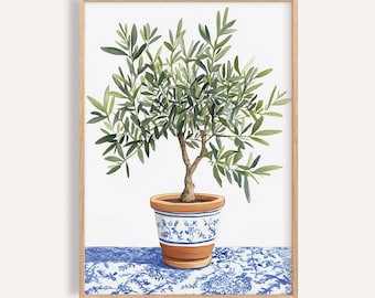 Olive Tree Art Print: Mediterranean Kitchen Decor, Botanical Watercolor