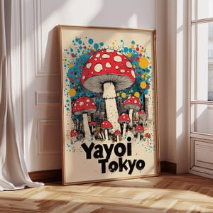Japanese Anime Poster for Kids Room Wall Art Bold & Colorful Wall Art for Children Room Print Japan Poster Retro Poster Mushroom Yayoi Art
