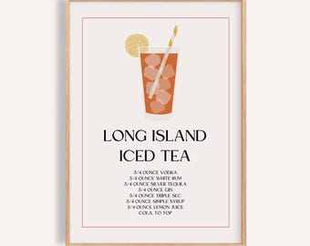 Long Island Iced Tea Print: Minimalist Cocktail Bar Art