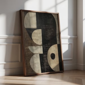 Wabi Sabi Geometric Art Print: Sun & Shadows Abstract Wall Decor