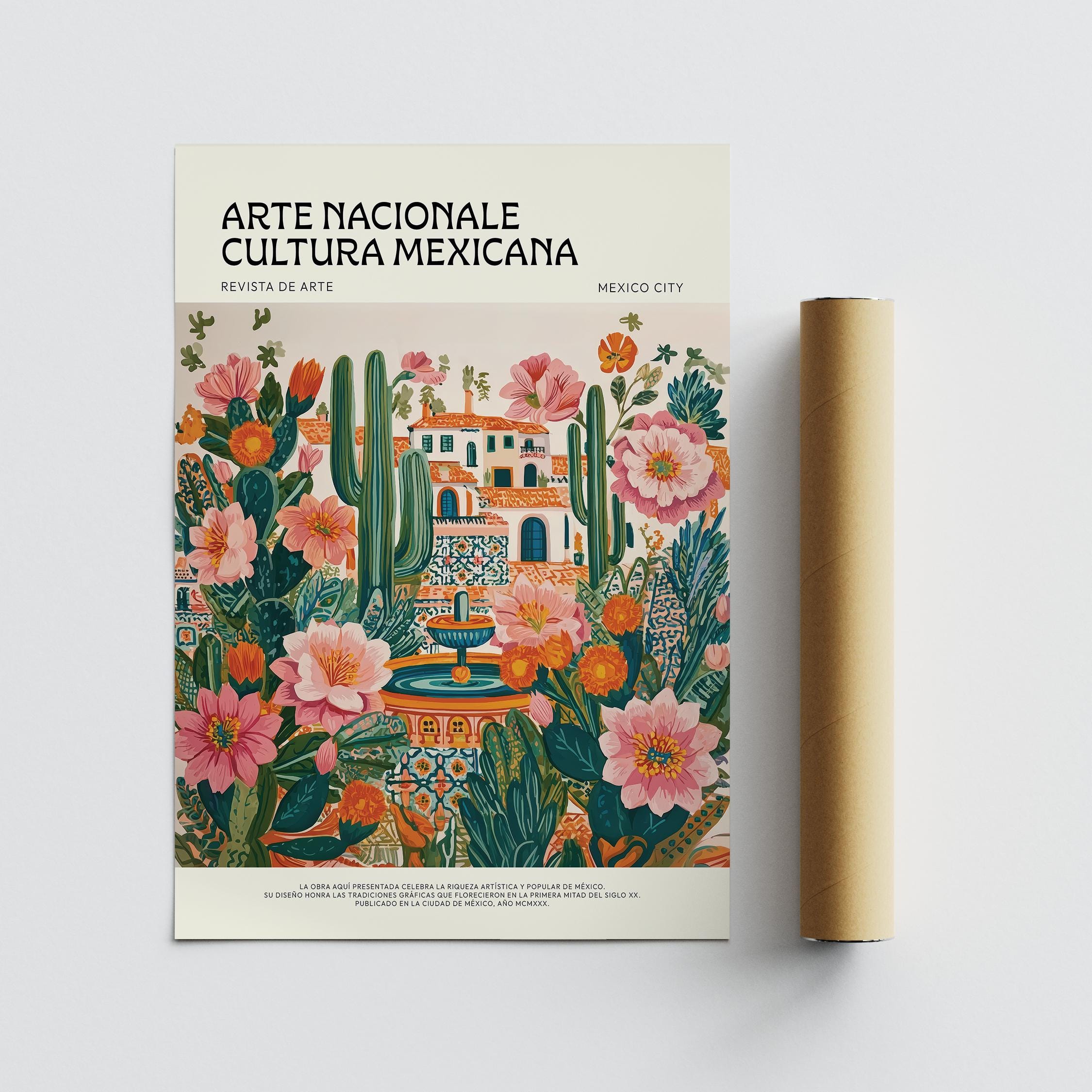 Folk Art Mexico Print: Cactus Garden, Vintage Mexican Wall Art - Etsy, image size:2250x2250