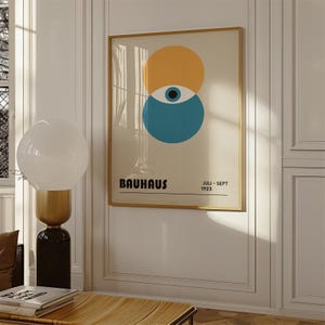 Bauhaus Abstract Eye Wall Art Geometric Print Minimalist Retro Poster Modern Decor for Living Room Bedroom Office Bold Circle Art