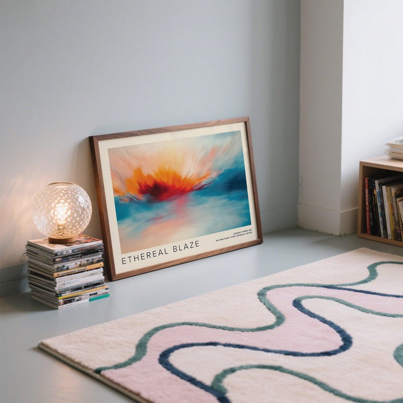 Vibrant sunrise artwork for living room or office decor.