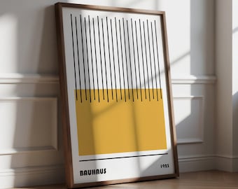 Bauhaus 1923 Poster Geometric Lines Minimalist Wall Art for Contemporary Interiors Poster Minimalist Line Art for Living Room Yellow Print