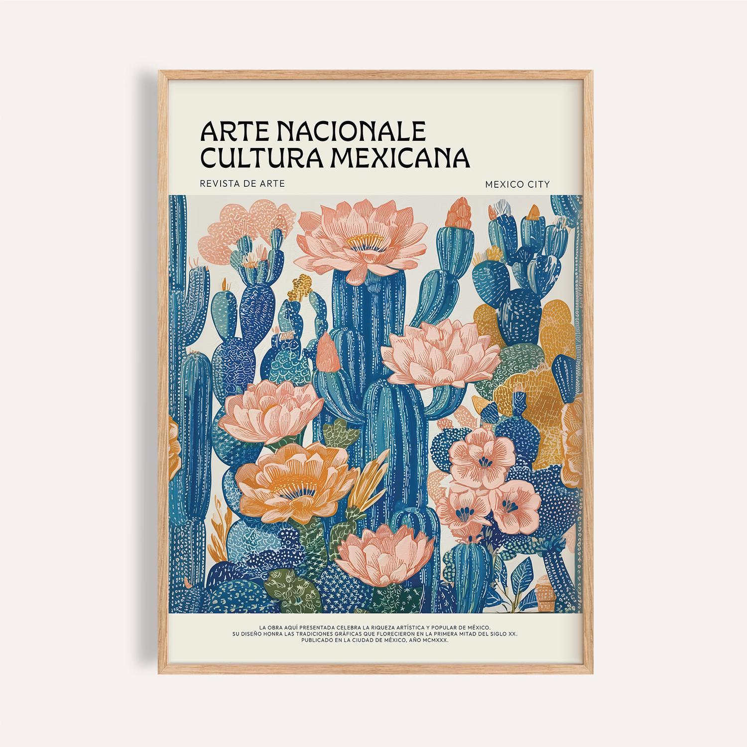 サボテンの花のアートプリント：メキシコのボヘミアン風インテリア