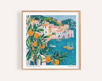 Amalfi Coast Print: Matisse Inspired Italian Riviera Art