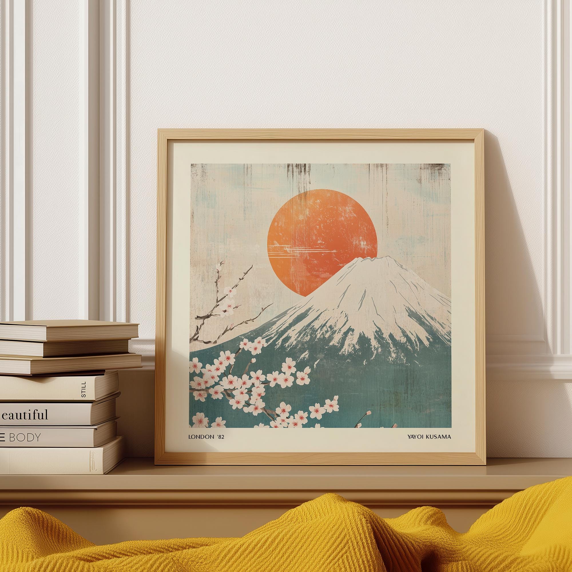 Mount Fuji Wall Art Japanese Landscape With Cherry Blossoms